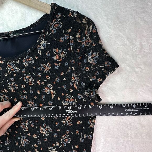 Lauren Jeans Co Floral Ruffle Hem Fit & Flare Dress Black Boho Cottagecore 8 - Picture 16 of 16